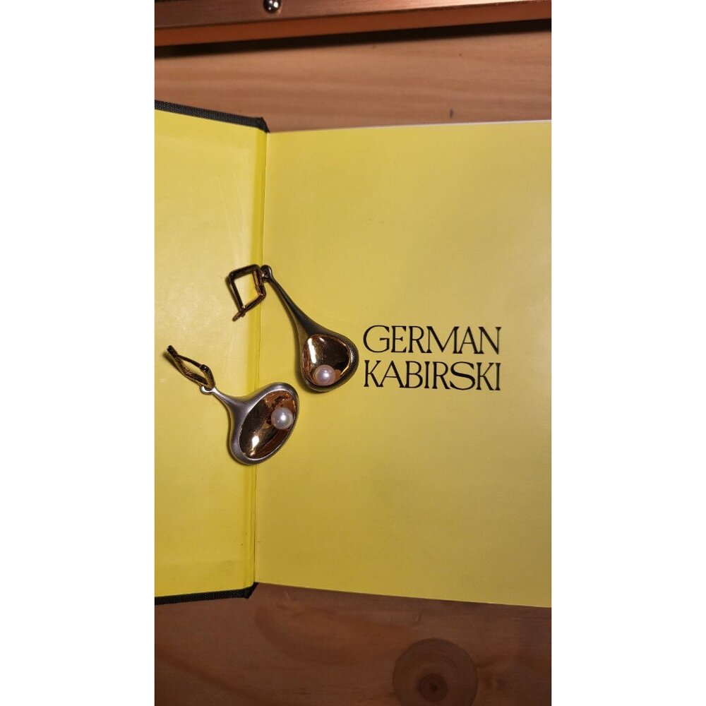 German kabirski diadema earrings pearl luxury modern dangle asymmetrical